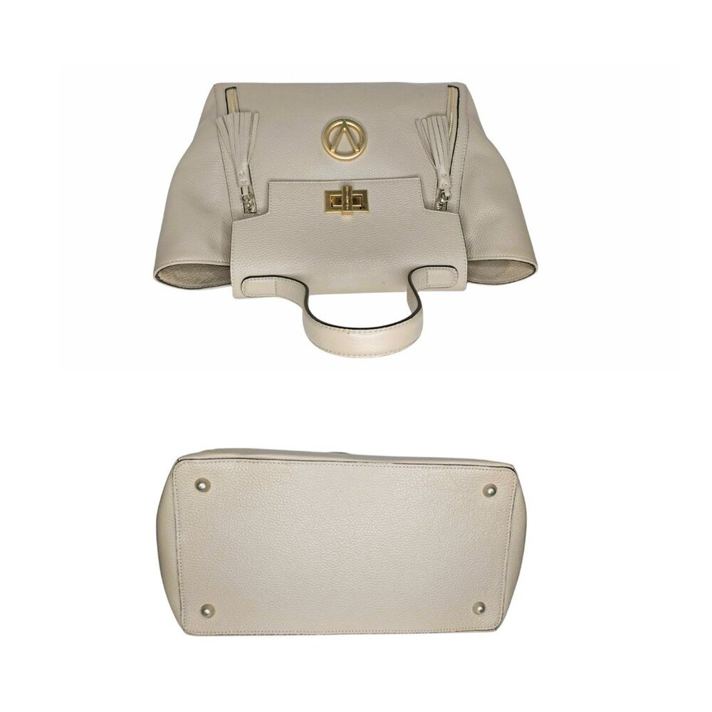 Valentino By Mario Valentino Camilla Taupe Leather Satchel w/ Strap - Picture 5 of 9